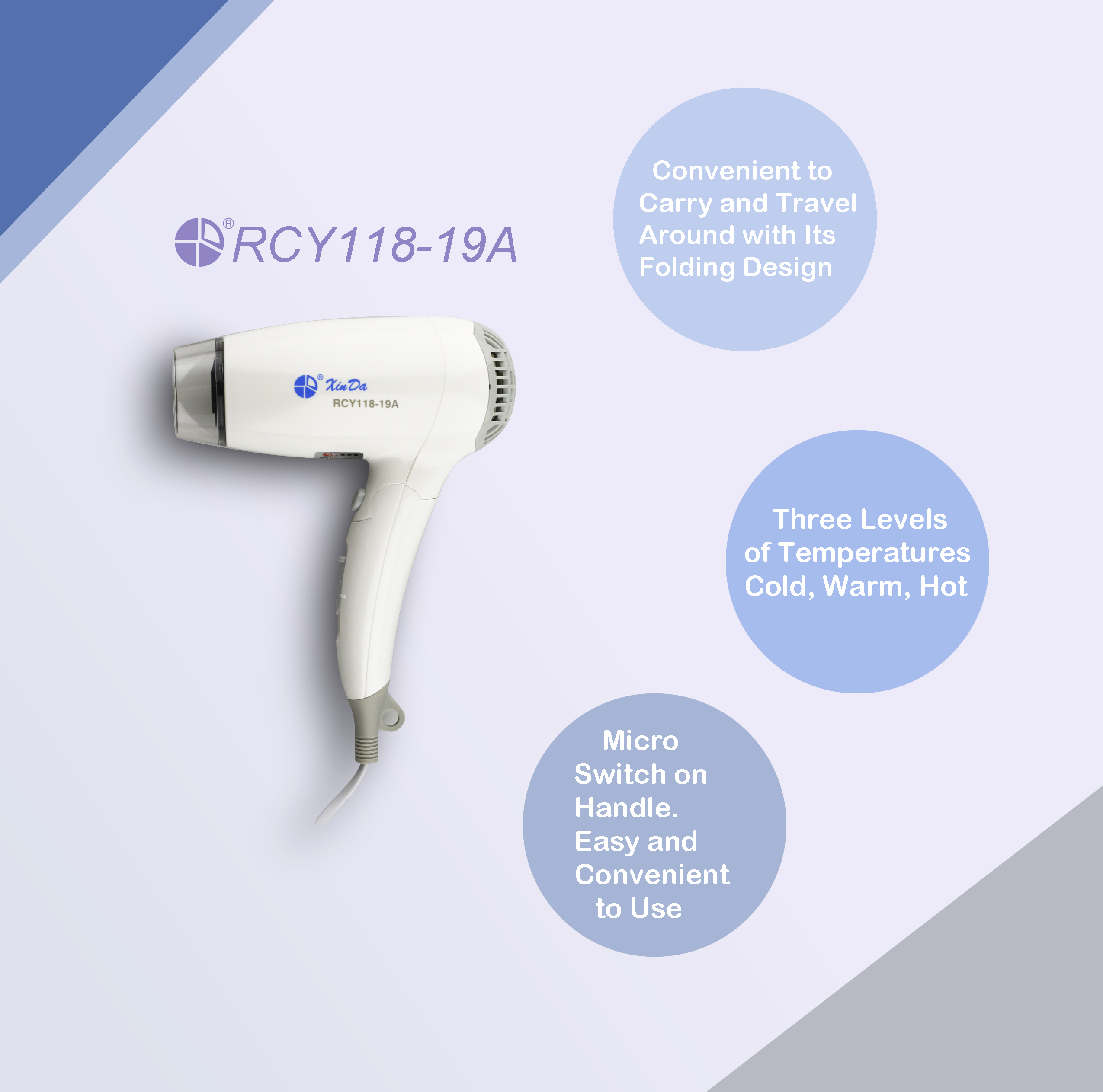 El nuevo secador de pelo plegable XinDa RCY-188 19A