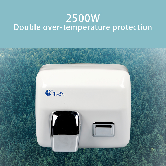 El secador de manos montado en la pared Xinda GSQ 250C Sensor de inducción infrarrojo automático de acero inoxidable blanco 